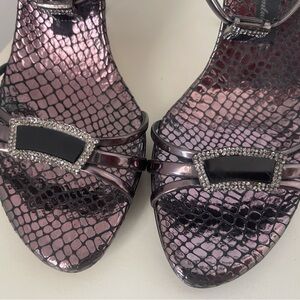 Alberto Venturini, size 8, stappy sandal, silver heel, embellished